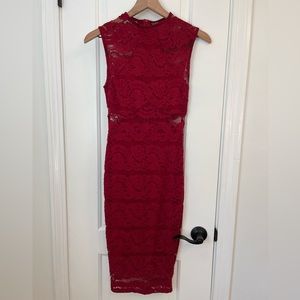 Maroon bodycon lace dress